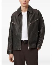AllSaints - Zip-Up Leather Jacket - Lyst