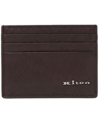 Kiton - Tarjetero Con Placa Del Logo Y Acabado Texturizado - Lyst
