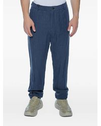 Emporio Armani - Elasticated-Waistband Linen Trousers - Lyst