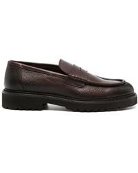 Doucal's - Penny-slot Pebbled Leather Loafers - Lyst