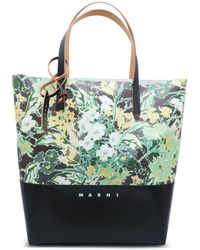 Marni - Borsa Tote A Fiori Con Logo - Lyst