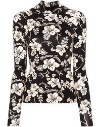Marine Serre - Botanical-Print High-Neck T-Shirt - Lyst