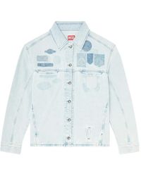 DIESEL - Denim Overshirt With Patch Effects - Lyst