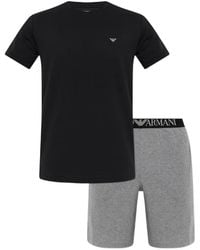 Emporio Armani - Pyjama À Logo Imprimé À Manches Courtes - Lyst