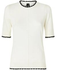 Pinko - Contrast-Trim Frayed Top - Lyst