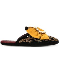 Dolce & Gabbana Embroidered Bow-detail Slippers - Black
