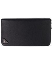 Prada - Triangle-Logo Zip-Around Wallet - Lyst