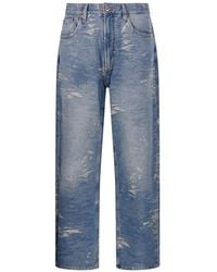 Emporio Armani - 5-Pocket Pants Denim With A Distressed Stone Washed Effect - Lyst