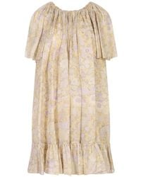 Chloé - Floral-Print Ruffled Mini Dress - Lyst