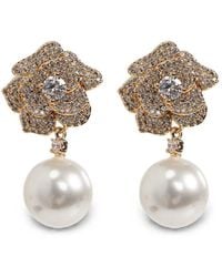Self-Portrait - Crystal-Embellished Faux-Pearl Earrings - Lyst