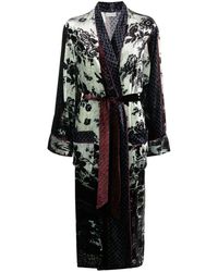 Pierre Louis Mascia Silk Floral-print Shawl-lapel Robe in Natural robe dresses and bathrobes Womens Clothing Nightwear and sleepwear Robes 
