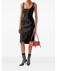 Versace - Robe Mi-Longue En Cuir Nappa - Lyst
