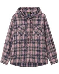Mini Cream - Check-Pattern Hooded Shirt - Lyst