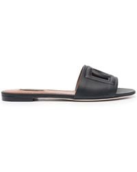 Dolce & Gabbana - Logo Cut-out Flat Sandals - Lyst