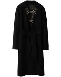 Burberry - Reversible Check Wool Wrap Coat - Lyst