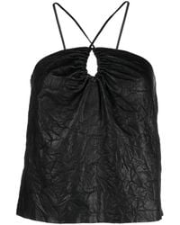 Zadig & Voltaire - Cidonie Crinkled Leather Top - Lyst