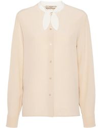 Prada - Chemise En Crêpe À Logo Triangle - Lyst