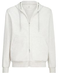 Brunello Cucinelli - Techno Cotton French Terry Double Cloth Hooded Sweatshirt With Zipper - Lyst