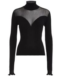 Genny - Sheer-Panel Ribbed Sweater - Lyst