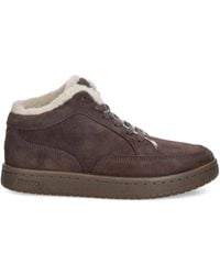 KENZO - Shearling-trim Leather Sneakers - Lyst