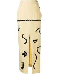Nanushka - Motif-Print High-Slit Midi Skirt - Lyst