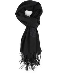 Emporio Armani - Logo-Print Fringed Scarf - Lyst