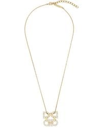Ferragamo - Crystal Embellished Gancini Pendant Necklace - Lyst