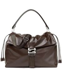 Fendi - Flux Ff-Buckle Leather Shoulder Bag - Lyst