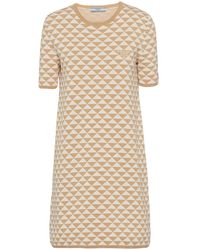 Prada - Jacquard-logo Cotton Knitted Dress - Lyst