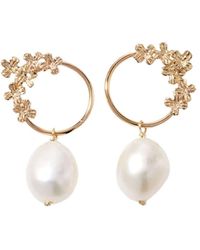 POPPY FINCH - 14kt Yellow Gold Blossom Circle Baroque Pearl Earrings - Lyst