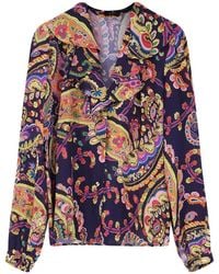 Etro - Gerüschte Bluse mit Paisleymuster - Lyst