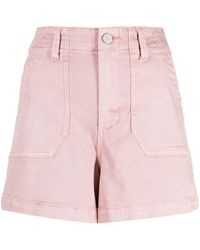 PAIGE - Flaunt Button-up Denim Shorts - Lyst