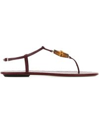 Gucci - Bamboo-Detail Leather Flat Sandals - Lyst