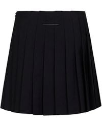 MM6 by Maison Margiela - Pleated Raw-Cut Mini Skirt - Lyst