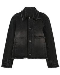 Ordinary Couture Code - Graphic-Print Frayed Denim Jacket - Lyst