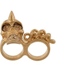 Alexander McQueen Ring Met Doodskop - Metallic