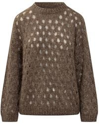 Brunello Cucinelli - Jersey con lentejuelas y cuello redondo - Lyst