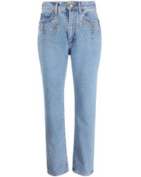 Alessandra Rich - Jeans crop con decorazione - Lyst