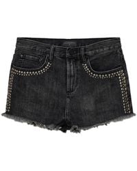AllSaints - Heidi Stud-Embellished Frayed-Hem Shorts - Lyst