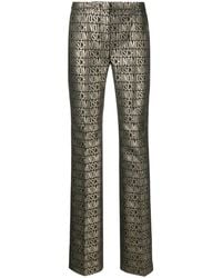 Moschino - Metallic Logo-Print Straight-Leg Trousers - Lyst