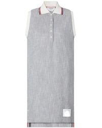 Thom Browne - Cotton Tweed Sleeveless Polo Dress - Lyst