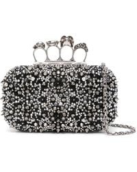 McQueen - Four-ring Stud-embellished Leather Clutch Bag - Lyst