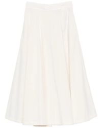 White Sand - Pleated A-Line Midi Skirt - Lyst