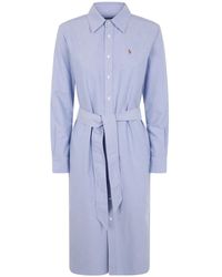 Polo Ralph Lauren - Midi-Jurk Met Geborduurd Logo - Lyst