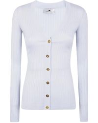 Elisabetta Franchi - Cárdigan de canalé con botones - Lyst