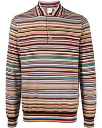 Paul Smith - Striped Long-sleeved Polo Shirt - Lyst