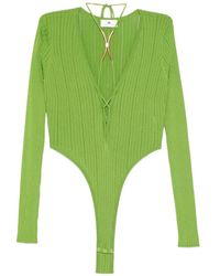 Elisabetta Franchi - Knit Bodysuit With Jewel Detail - Lyst
