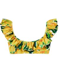 La DoubleJ - Ruffled Floral Bikini Top - Lyst