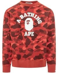 A Bathing Ape - Camouflage-Print Logo-Print Sweater - Lyst