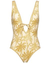 Eres - Destination Badpak Met Bloemenprint En V-Hals - Lyst